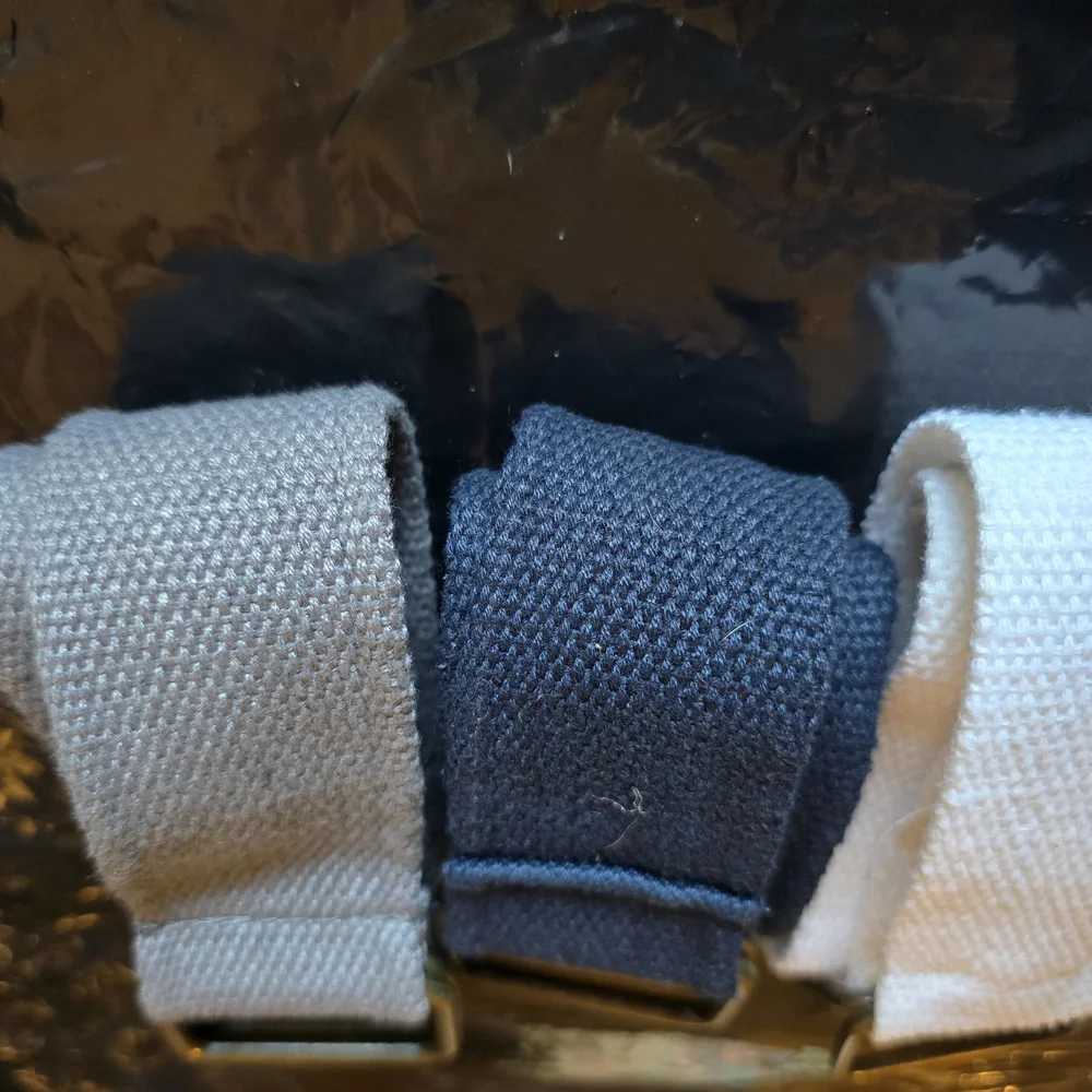Boys Canvas Belt Set - Gray, Navy, and White 34 Inch